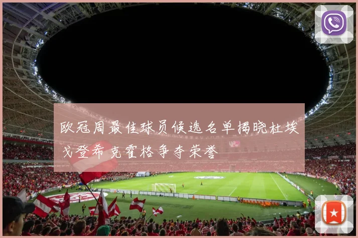 欧冠周最佳球员候选名单揭晓杜埃戈登希克霍格争夺荣誉